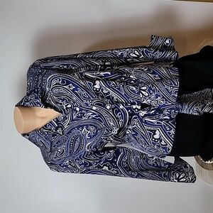 JONES New York Signature Blouse Black & Blue Paisley